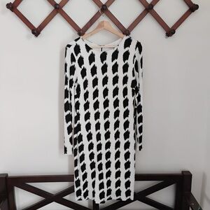 Carmen Marc Valvo Black and White Long Sleeve Dress womens size m office dress
